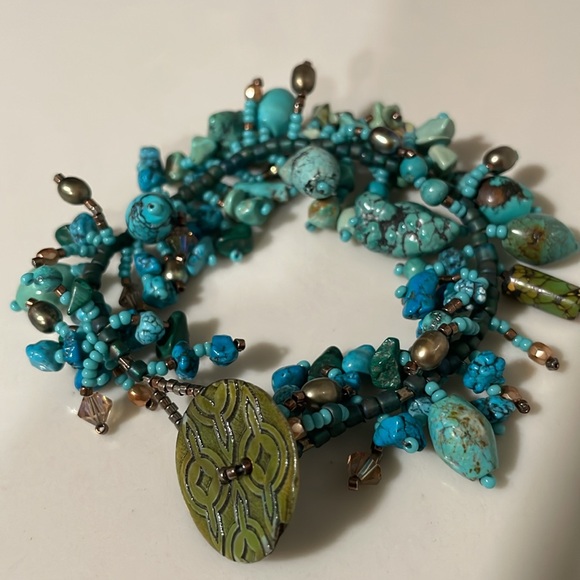 no brand Jewelry - TURQUOISE AND BROWN BEADS BRACELET.